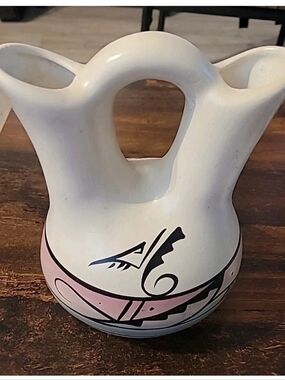 Wedding Vase Native American Cedar Mesa Pottery Signed & Numbered 8 Inches Tall